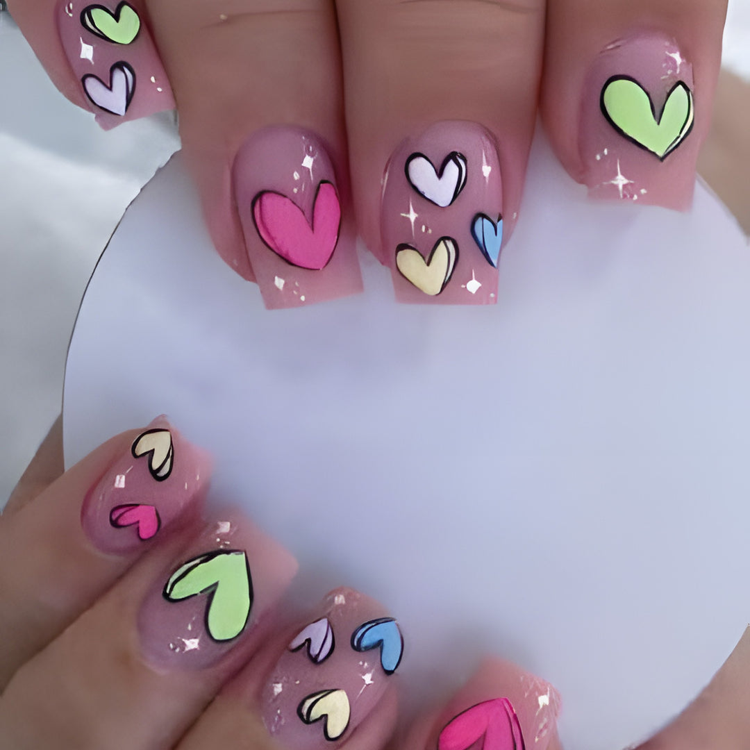 Heart-Design Press-On Nail Set Stornfield