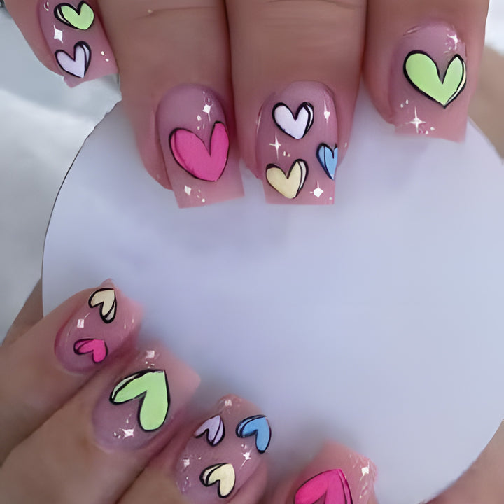Heart-Design Press-On Nail Set Stornfield