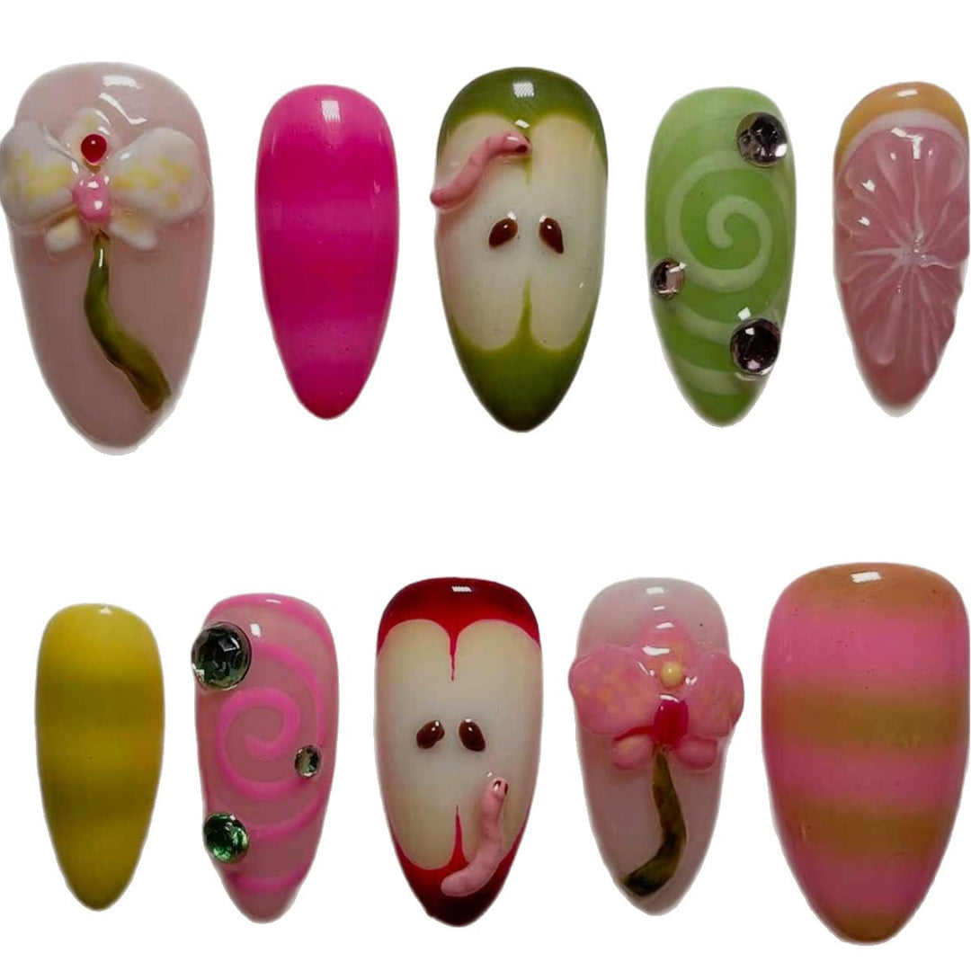 Decorative 3D Floral Press-On Nail Extensions Stornfield