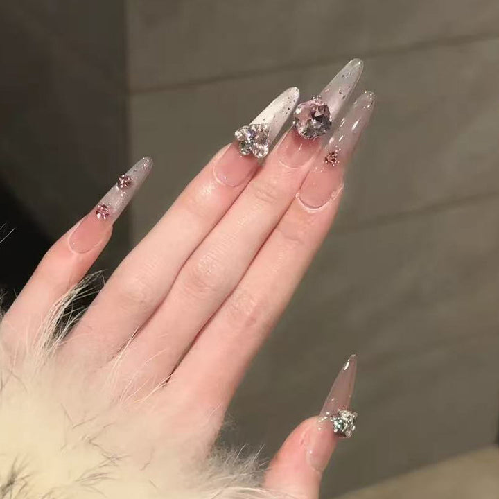 Decorative Long Stiletto Press-On Nail Set with Rhinestone Accents Stornfield