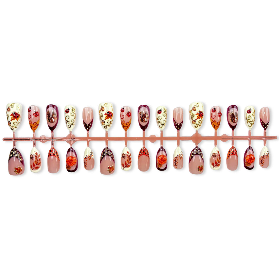 Decorative Autumn-Themed Press-On Nail Art Set