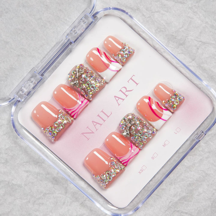 Glamorous Rhinestone Press-On Nail Design Set