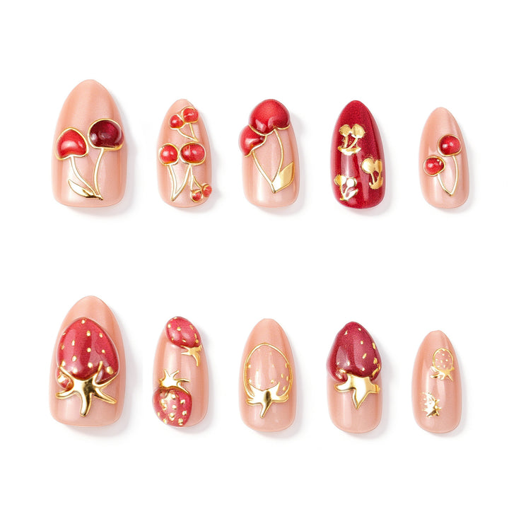 Cherry-Themed Artistic Press-On Nail Set Stornfield