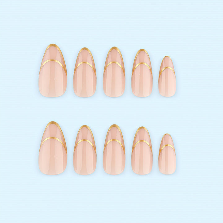 Artificial nails with elegant gold lines Stornfield