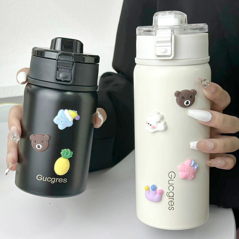 Women's Insulated Drinking Bottle with Secure Flip Closure and Playful Design Stornfield