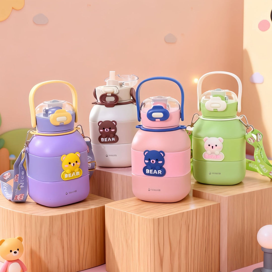Ladies Insulated Drinking Bottle with Integrated Carry Strap and Animal Motif Stornfield