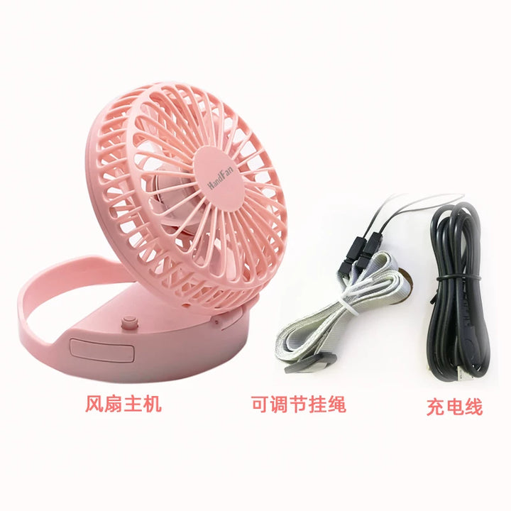 Unisex One Size Compact Foldable Rechargeable USB Personal Fan with Adjustable Tilt Head and Lanyard Stornfield