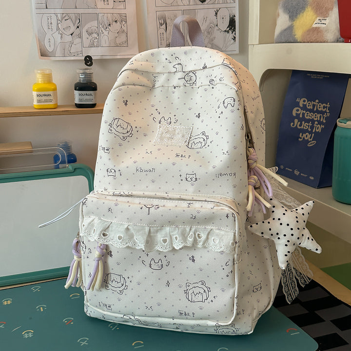Whimsical Character Print School Backpack Stornfield