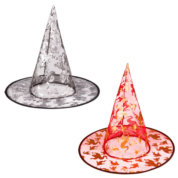 Halloween Themed Witch Hat with Decorative Patterns