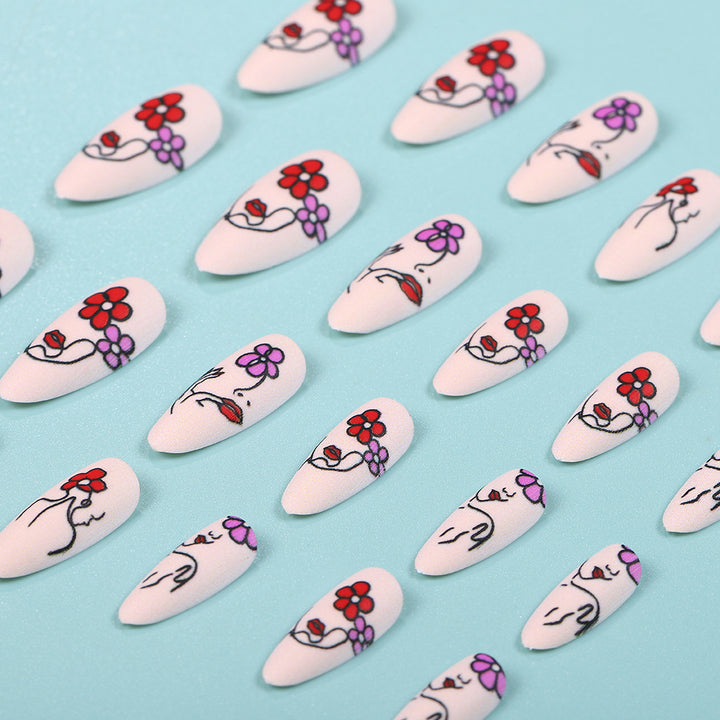 Handmade art nails with floral patterns Stornfield