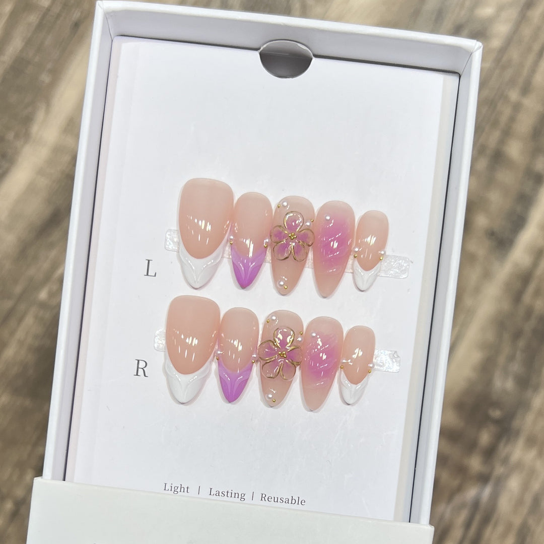 Artistic Floral Press-On Nail Set Stornfield