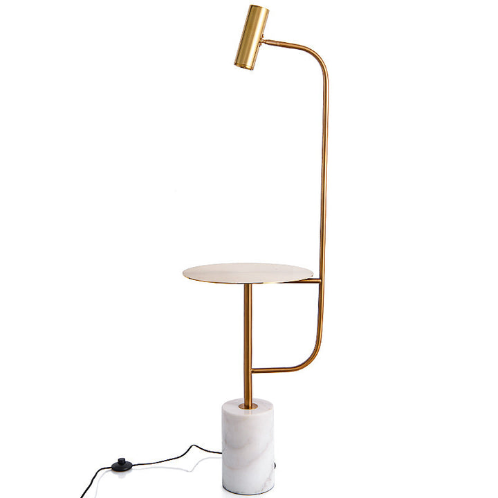Modern Marble Base Floor Lamp with Integrated Side Table