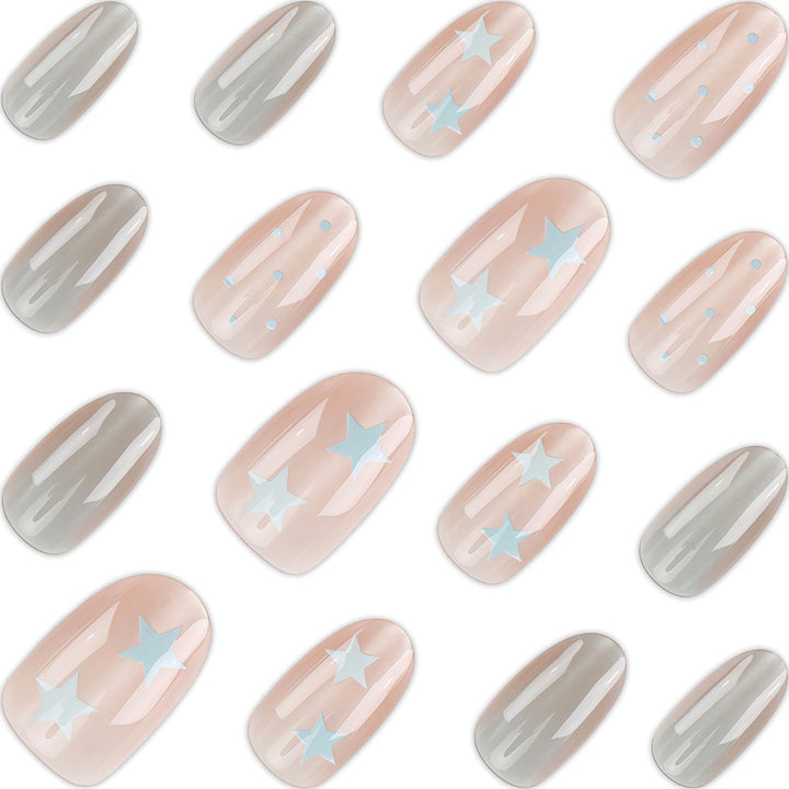 Decorative Ombré Star-Design Press-On Nails Stornfield