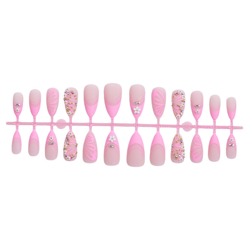 Decorative Press-On Nail Art Set with Gemstone and Floral Accents Stornfield