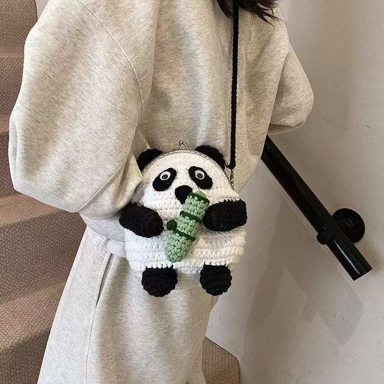 Cute Crochet Panda-Themed Crossbody