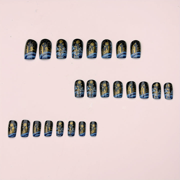 Artificial nails with festive winter landscape design Stornfield