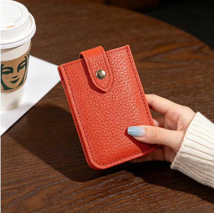 Textured Leather Cardholder with Snap Closure Stornfield