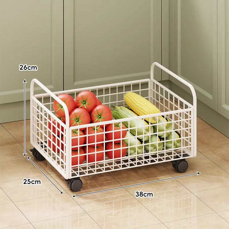 Modular Ventilated Mesh Pantry Trolley with Divided Shelves and Smooth Locking Casters
