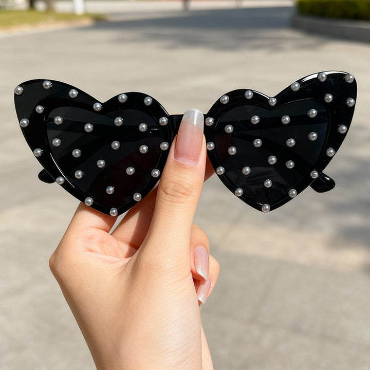 Pearl-Embellished Heart-Shaped Sunglasses Stornfield