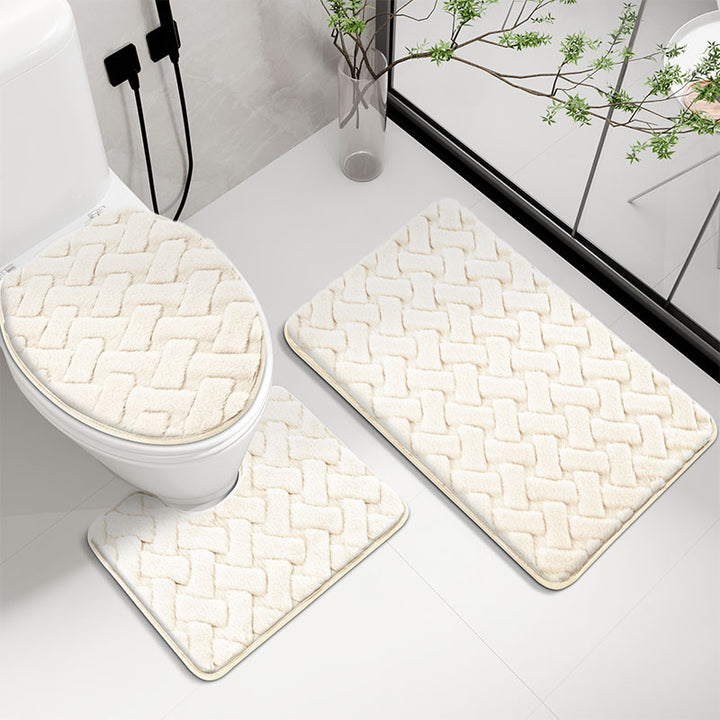 Plush Braided Toilet Mat Set