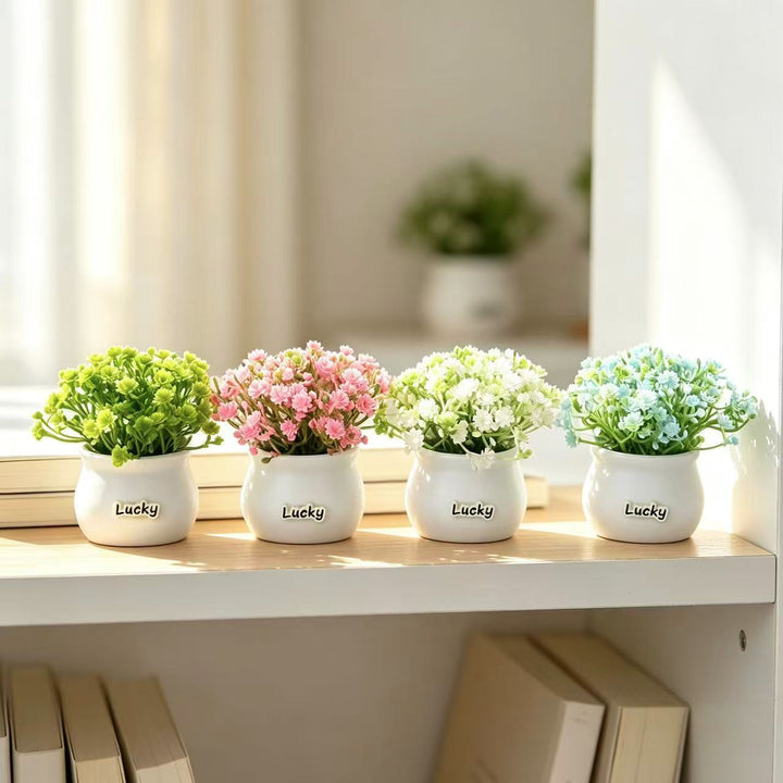 Lifelike Miniature Potted Floral Arrangement
