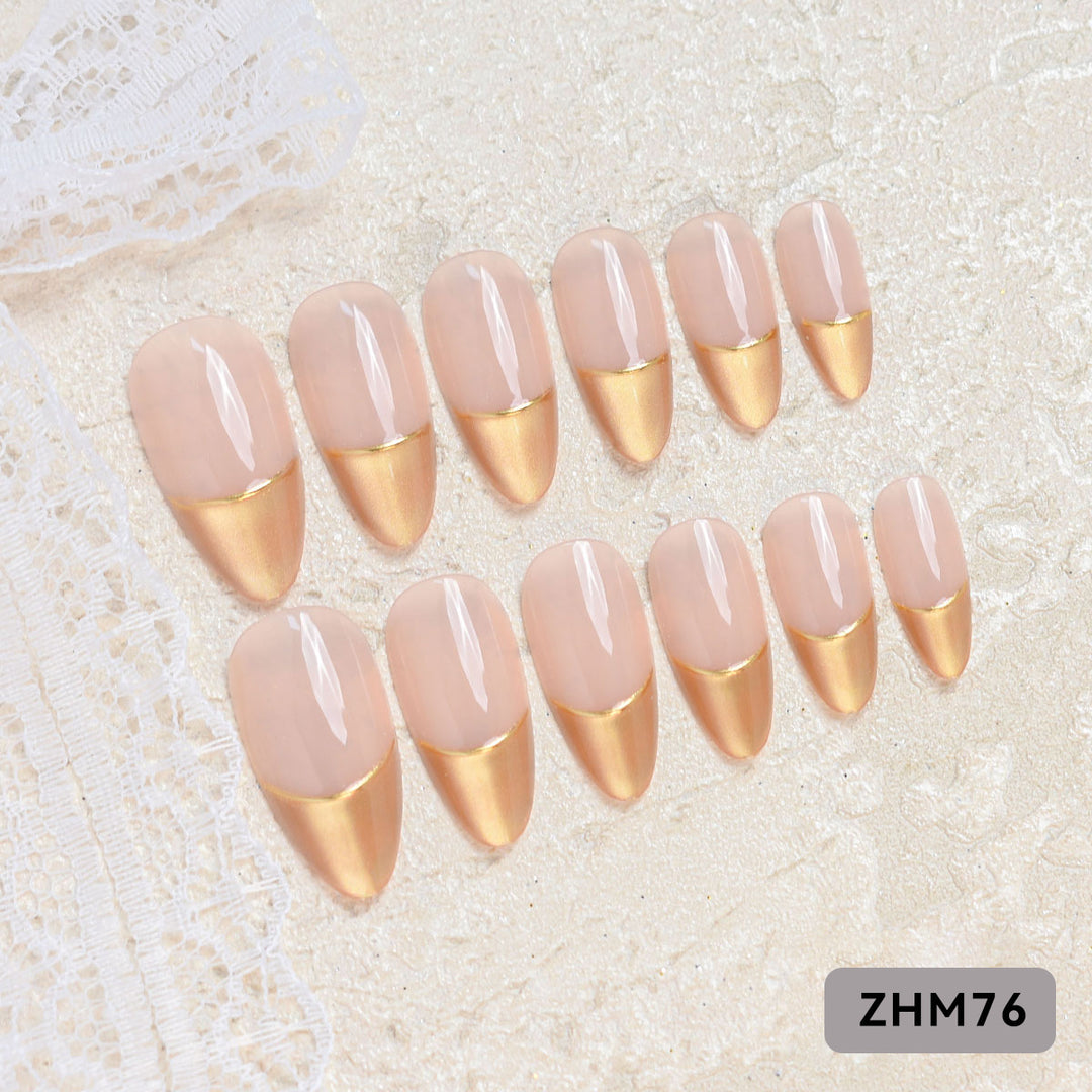 Artistic Press-On Nail Set with Cherry Blossom Design Stornfield