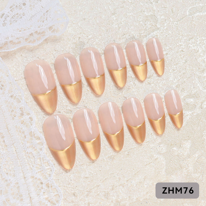 Artistic Press-On Nail Set with Cherry Blossom Design Stornfield