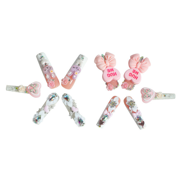 Creative nail art set with playful animal and heart motifs Stornfield