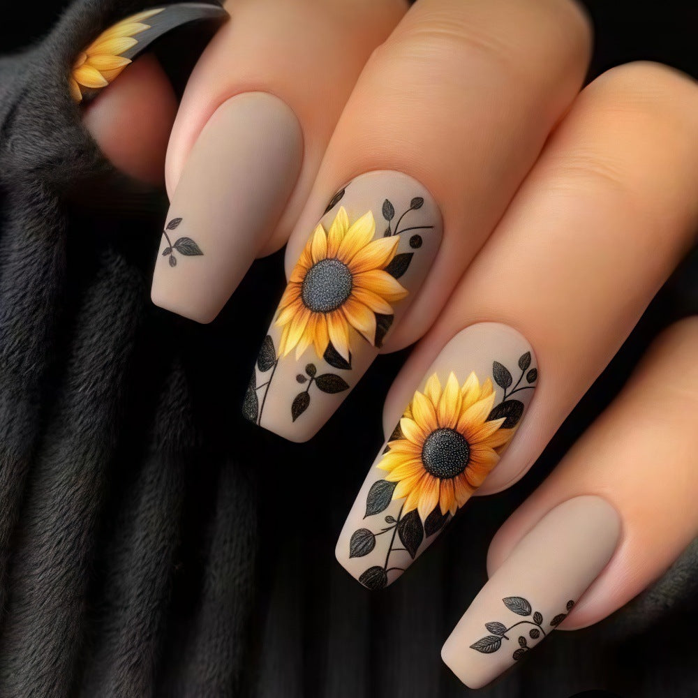 Artificial nails with sunflower motif Stornfield