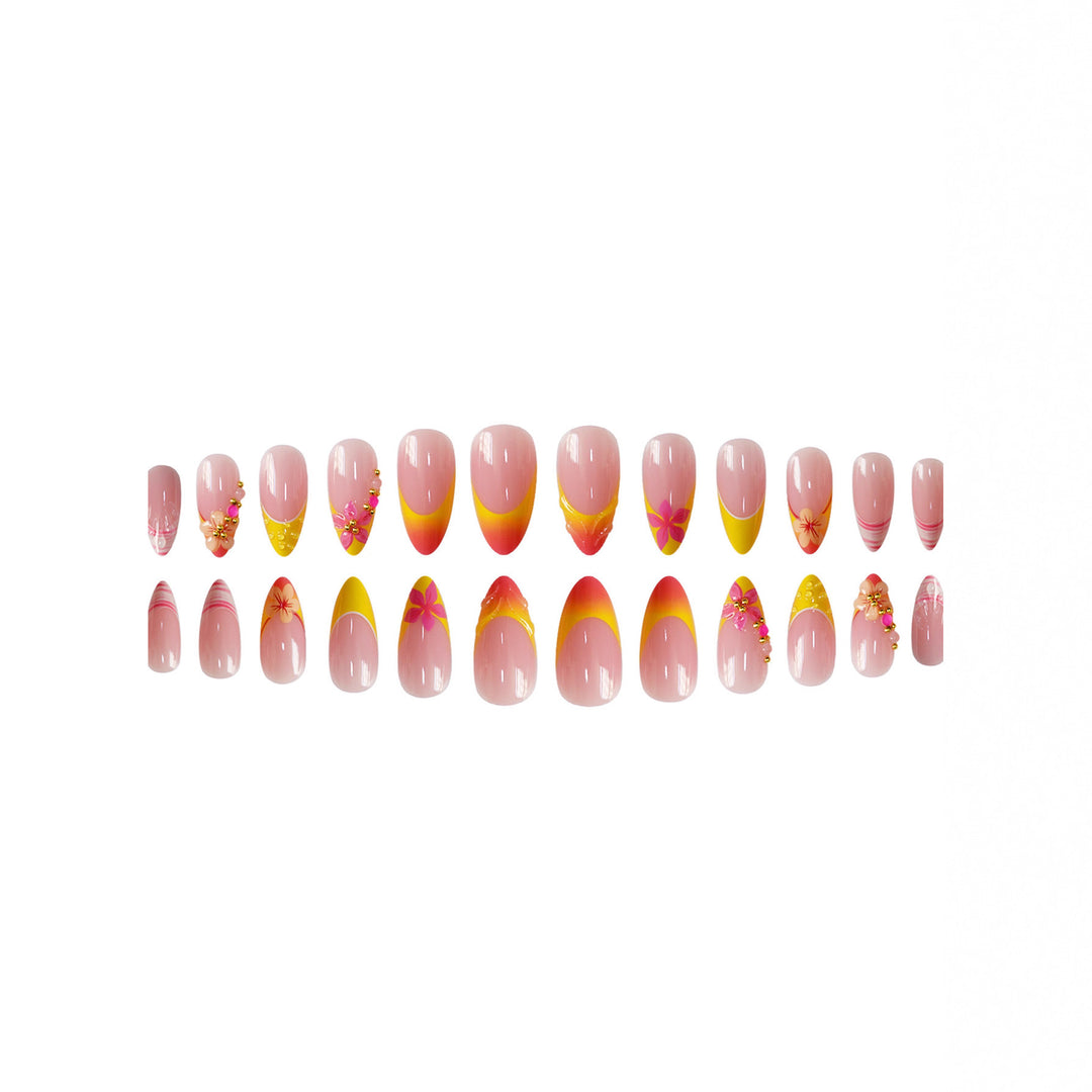 Artistic Floral Accent Press-On Nail Set Stornfield
