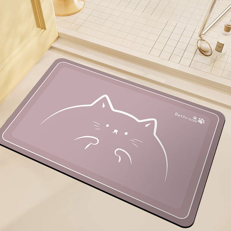 Cute Cat-Themed Bathroom Mat