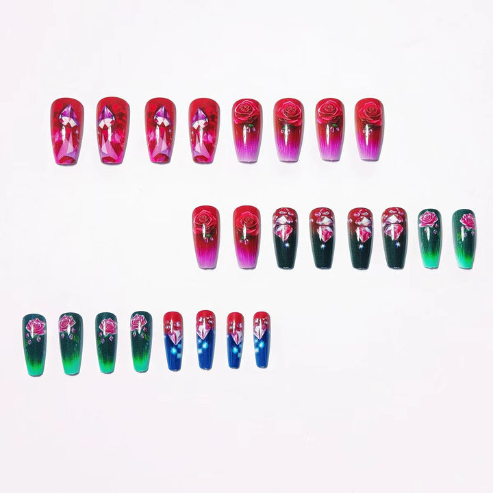 Artificial nails with floral and glittering accents Stornfield