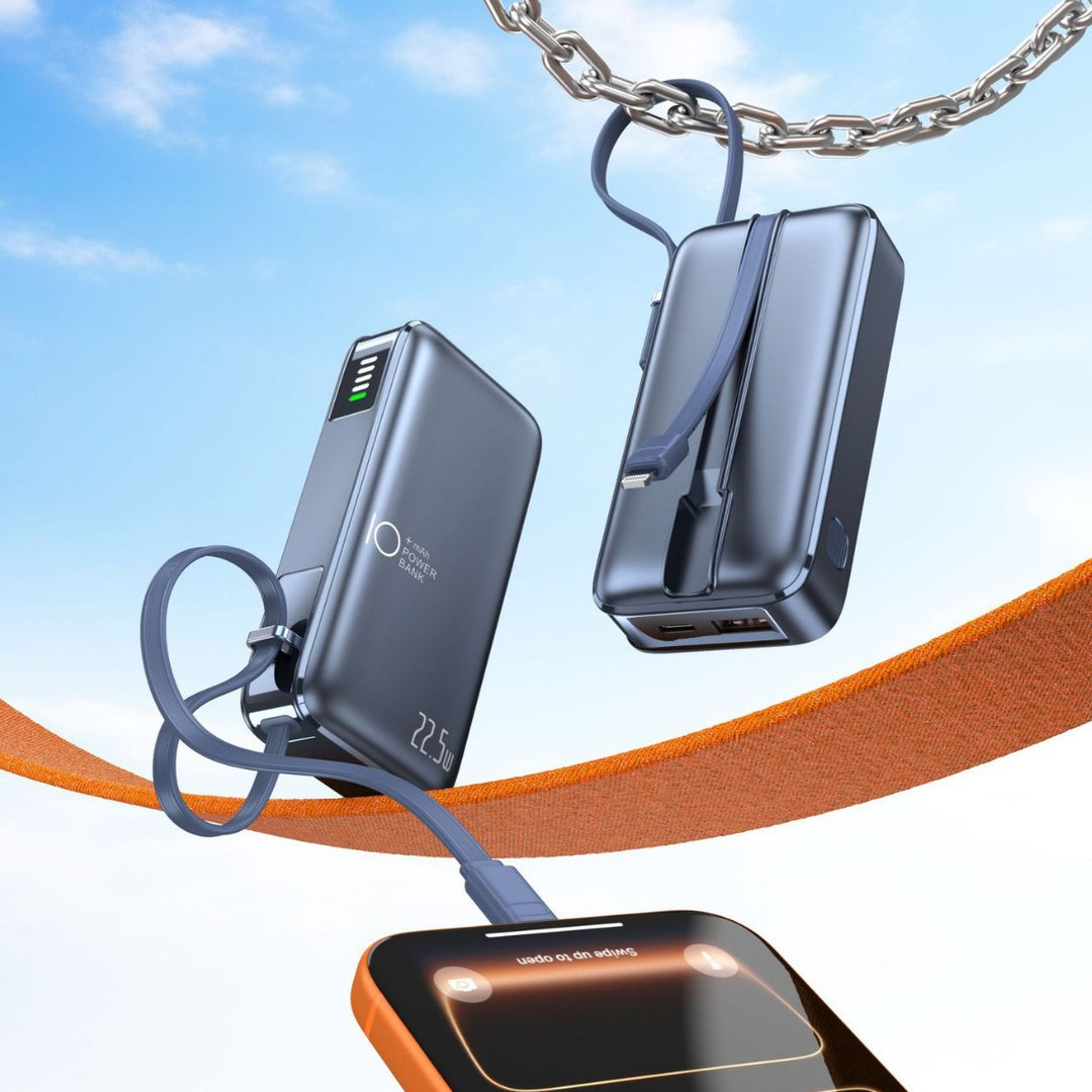 Portable power bank with fast USB-C charging function and integrated LED display Stornfield