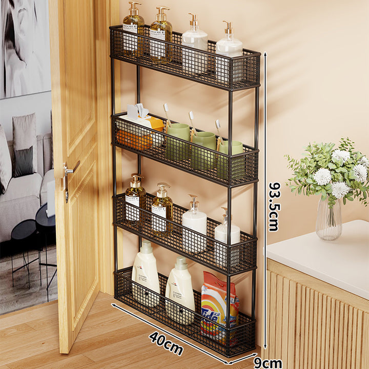 Slim Narrow Pull-Out Mesh Storage Organizer for Cabinet and Door Gap