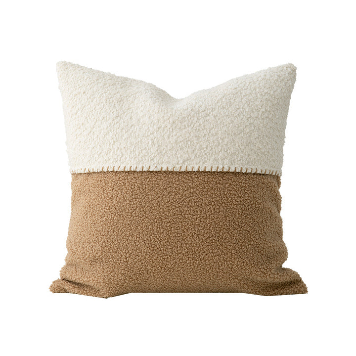 Decorative bouclé pillow with teddy fleece structure and decorative stitching Stornfield