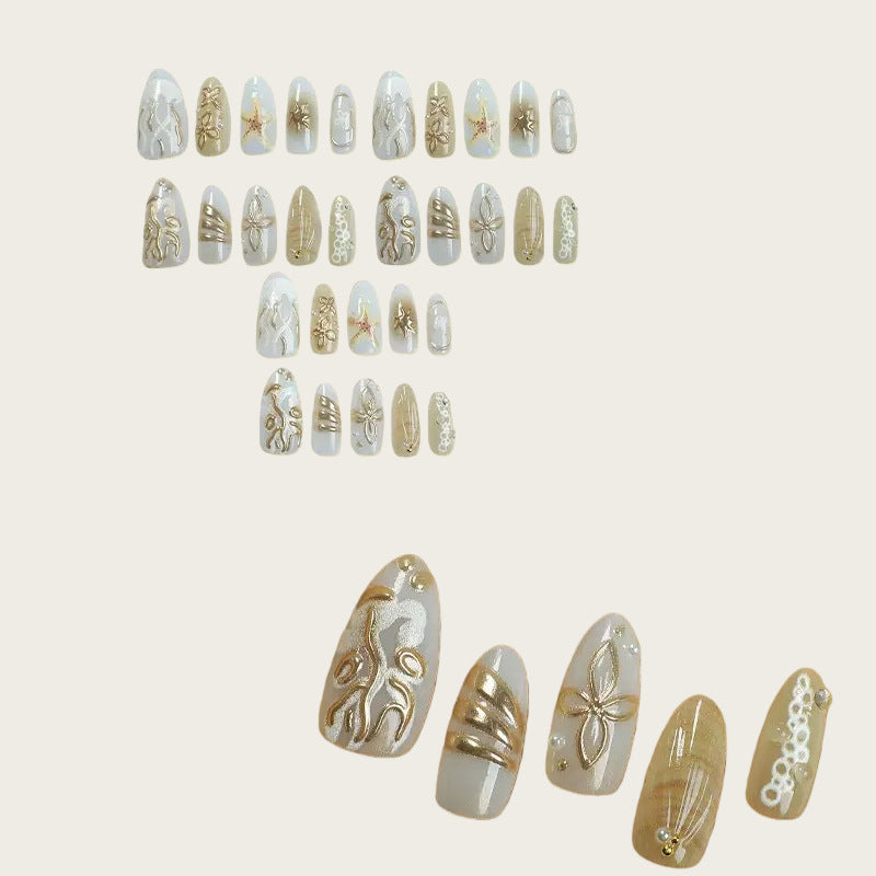 Elegant artificial nails with maritime motifs Stornfield