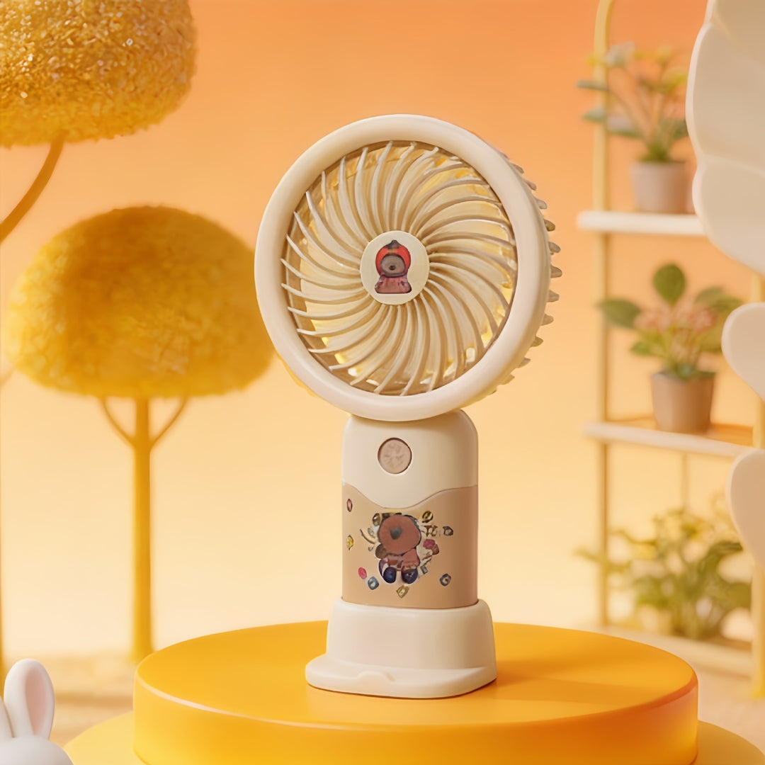Ladies Portable Hand Fan with Cute Character Design Stornfield