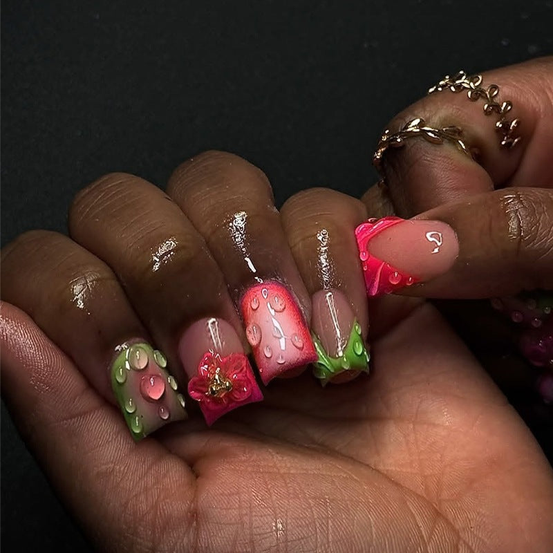 Acrylic nail set with fruity and glittering designs Stornfield