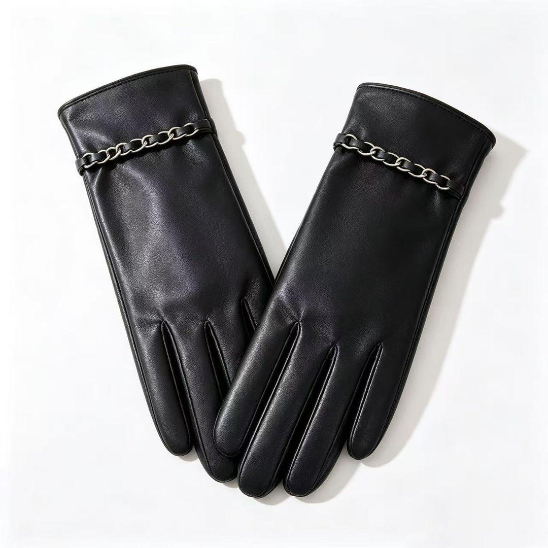 Chic Leather Gloves with Chain Detail Stornfield