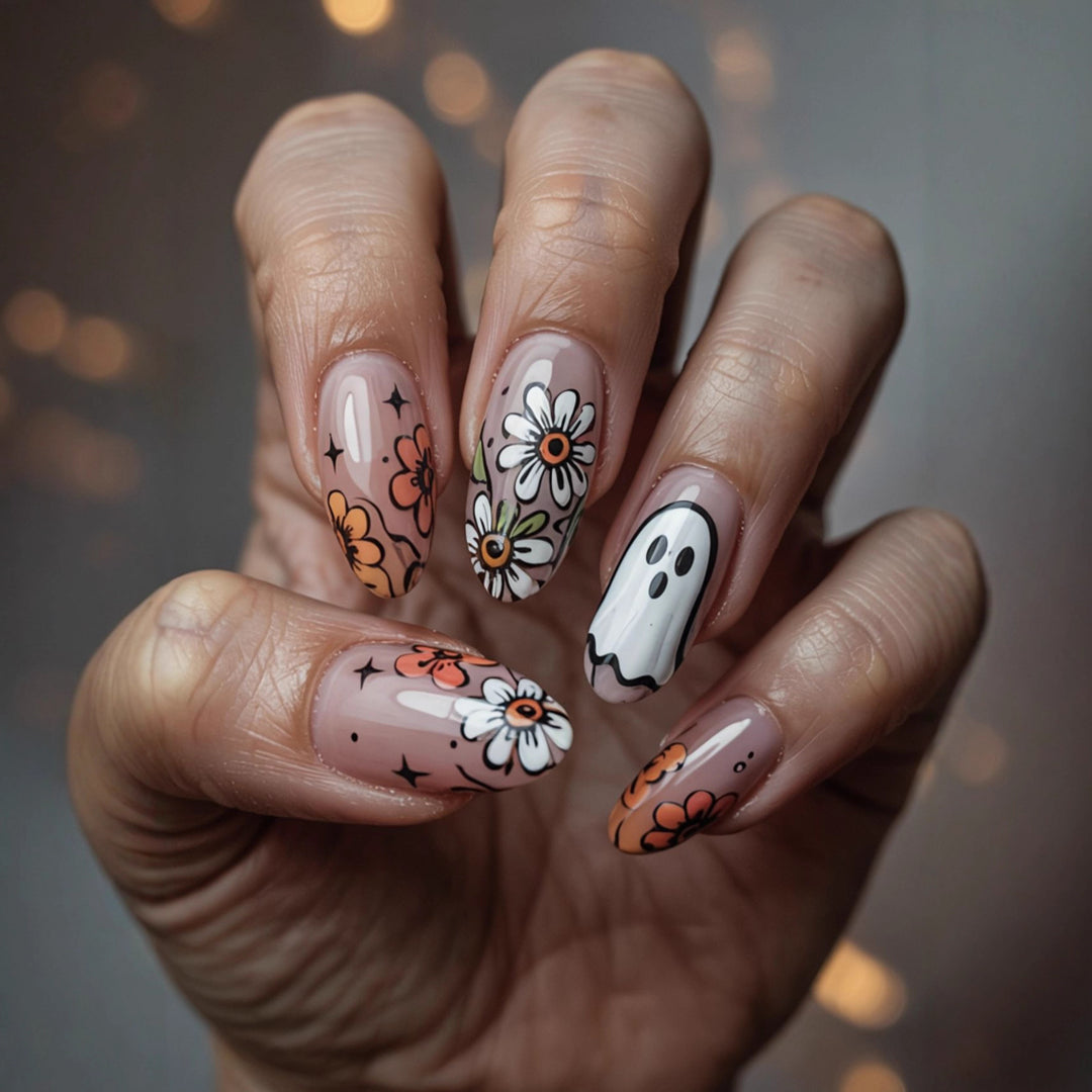 Artistic Floral Press-On Nail Art