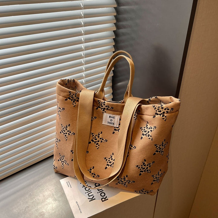 Star-Patterned Canvas Tote Bag