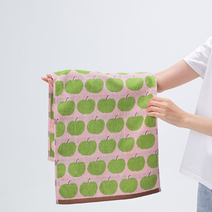Soft terry towel with horse jacquard pattern