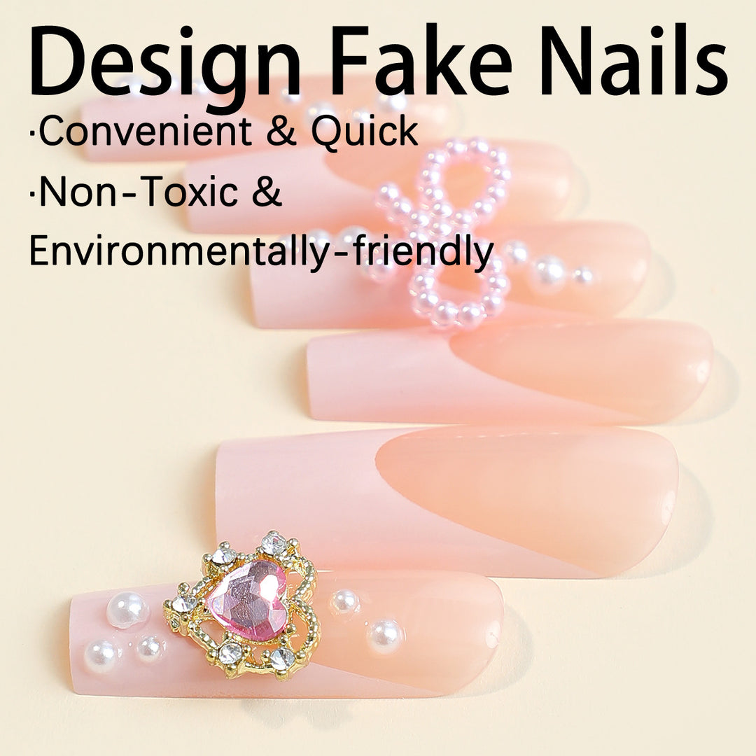 Luxury artificial nail set with glamorous embellishments Stornfield