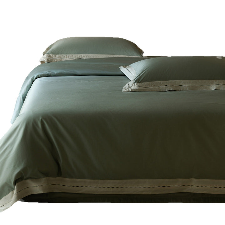 Cotton-Sateen Duvet Cover Set with Contrast Hem, Deep-Fit Corners & Oxford Shams