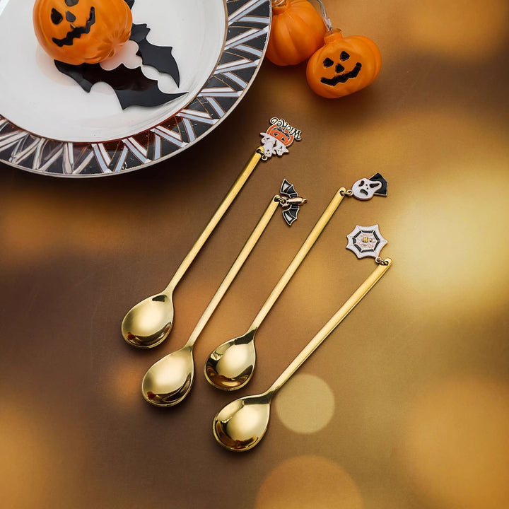 Long Bar Spoon Cocktail Stirring Spoon made of Stainless Steel with Halloween Ghost Design