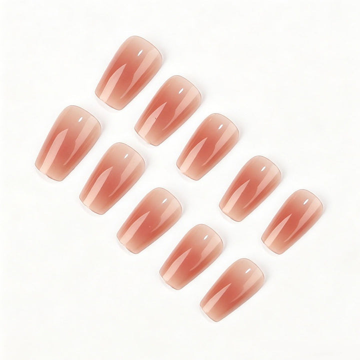 Artificial nail set with elegant high gloss and natural finish Stornfield