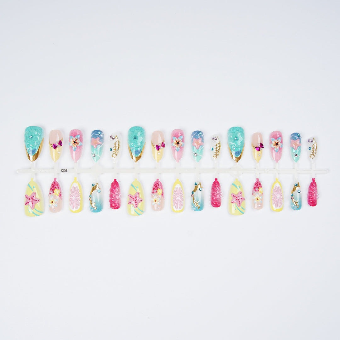 Colorful artificial nails with rhinestones Stornfield