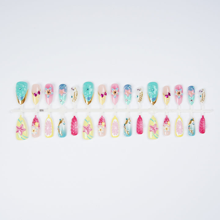 Colorful artificial nails with rhinestones Stornfield