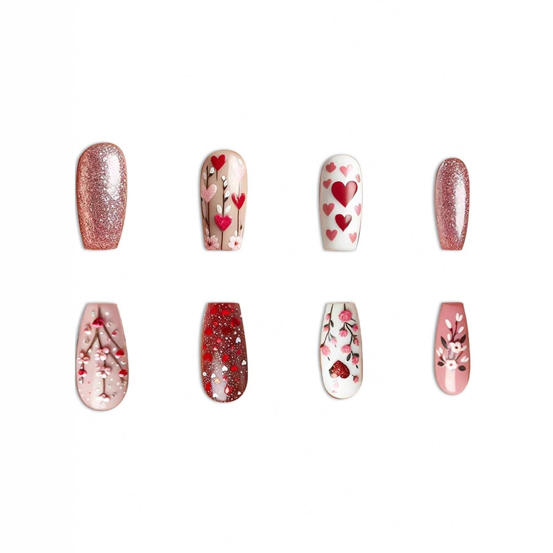 Heart-Themed Decorative Press-On Nail Art Stornfield