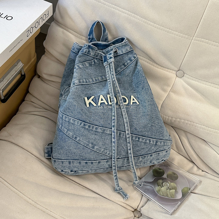 Casual Drawstring Denim Backpack Stornfield